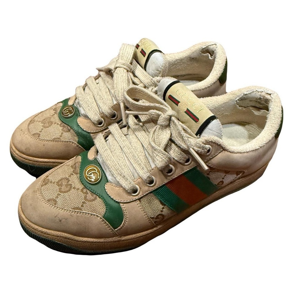 Gucci Screener GG Lace Up Low Top Sneakers Made in Italy